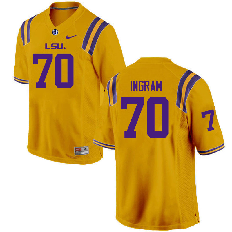 LSU Tigers #70 Ed Ingram College Football Jerseys Stitched Sale-Gold